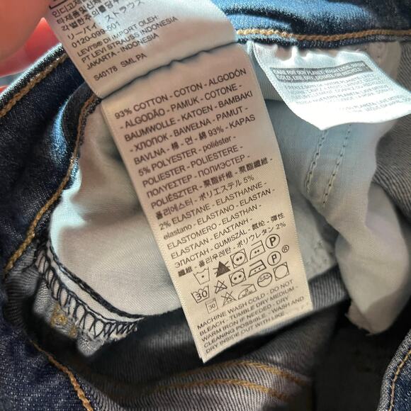 Levi's Mile High Cropped Wide Leg Denim Jeans Size 30 Dark Wash Red Stripe - Picture 10 of 11